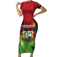 Suriname Independence Day Family Matching Short Sleeve Bodycon Dress and Hawaiian Shirt Wan Switi Srefidensi Dey - Wonder Print Shop