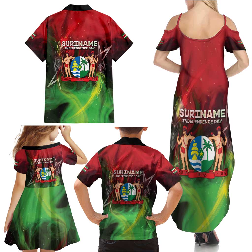 Suriname Independence Day Family Matching Summer Maxi Dress and Hawaiian Shirt Wan Switi Srefidensi Dey - Wonder Print Shop