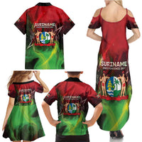 Suriname Independence Day Family Matching Summer Maxi Dress and Hawaiian Shirt Wan Switi Srefidensi Dey - Wonder Print Shop