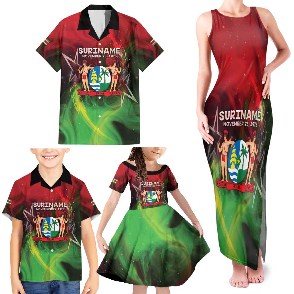 Suriname Independence Day Family Matching Tank Maxi Dress and Hawaiian Shirt Wan Switi Srefidensi Dey - Wonder Print Shop
