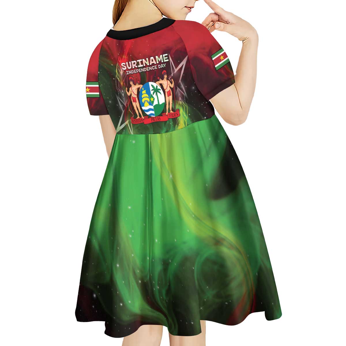 Suriname Independence Day Kid Short Sleeve Dress Wan Switi Srefidensi Dey - Wonder Print Shop