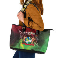 Suriname Independence Day Leather Tote Bag Wan Switi Srefidensi Dey - Wonder Print Shop