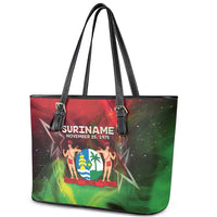 Suriname Independence Day Leather Tote Bag Wan Switi Srefidensi Dey - Wonder Print Shop