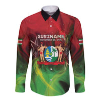 Suriname Independence Day Long Sleeve Button Shirt Wan Switi Srefidensi Dey - Wonder Print Shop
