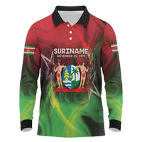 Suriname Independence Day Long Sleeve Polo Shirt Wan Switi Srefidensi Dey - Wonder Print Shop