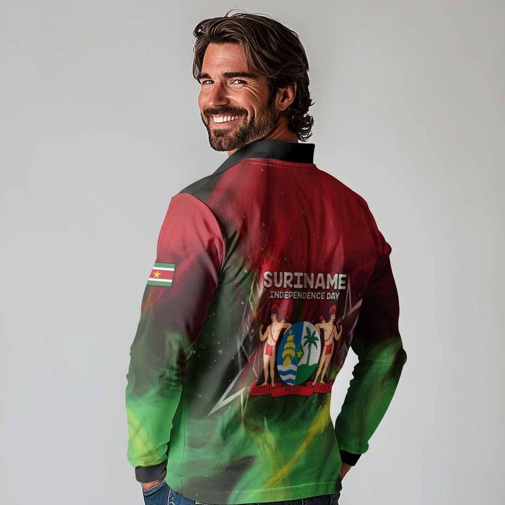 Suriname Independence Day Long Sleeve Polo Shirt Wan Switi Srefidensi Dey - Wonder Print Shop