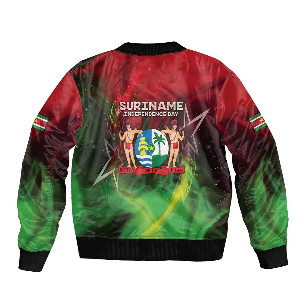 Suriname Independence Day Sleeve Zip Bomber Jacket Wan Switi Srefidensi Dey - Wonder Print Shop