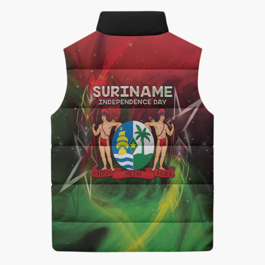 Suriname Independence Day Sleeveless Puffer Jacket Wan Switi Srefidensi Dey - Wonder Print Shop