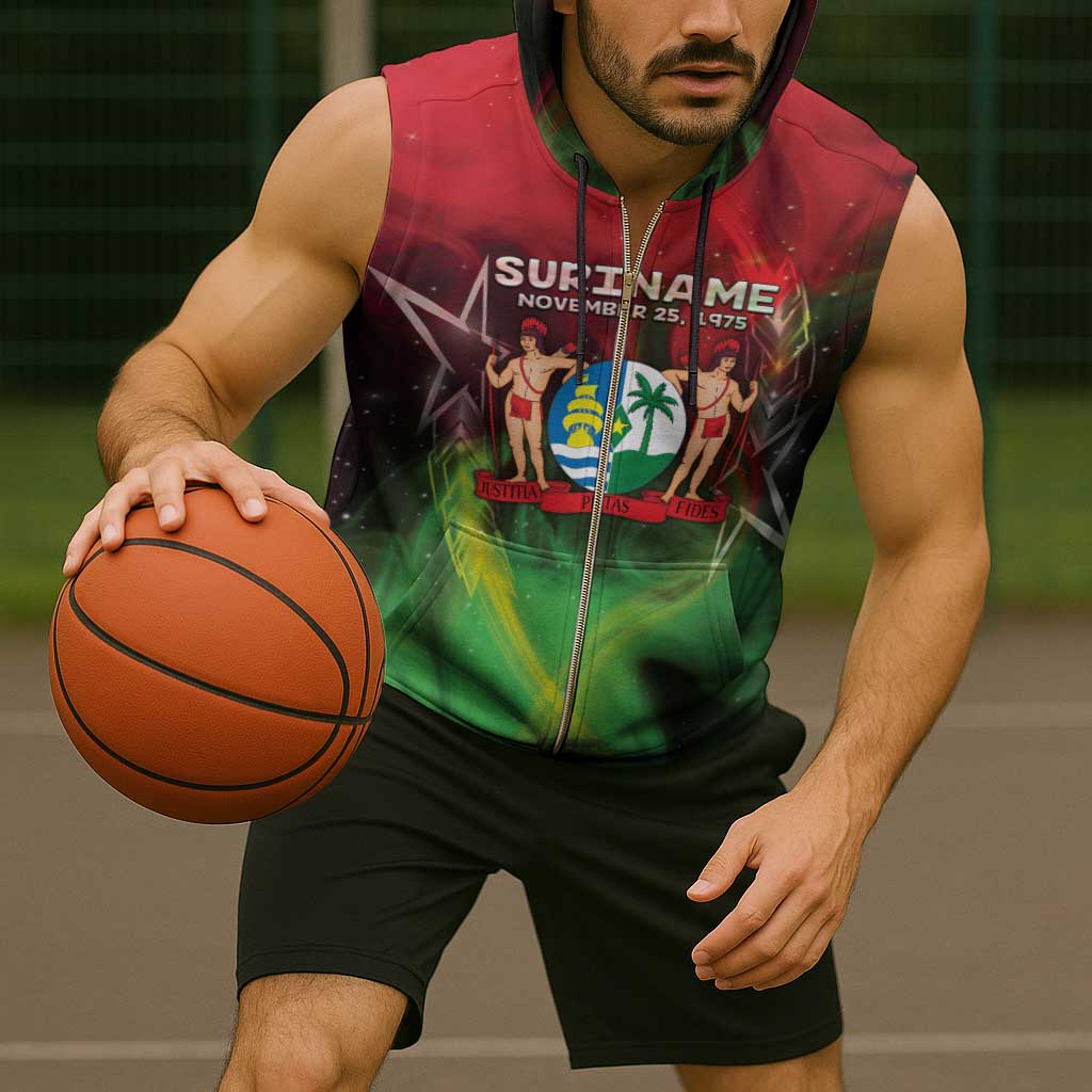 Suriname Independence Day Sleeveless Zip Hoodie Wan Switi Srefidensi Dey - Wonder Print Shop