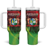 Suriname Independence Day Tumbler With Handle Wan Switi Srefidensi Dey - Wonder Print Shop