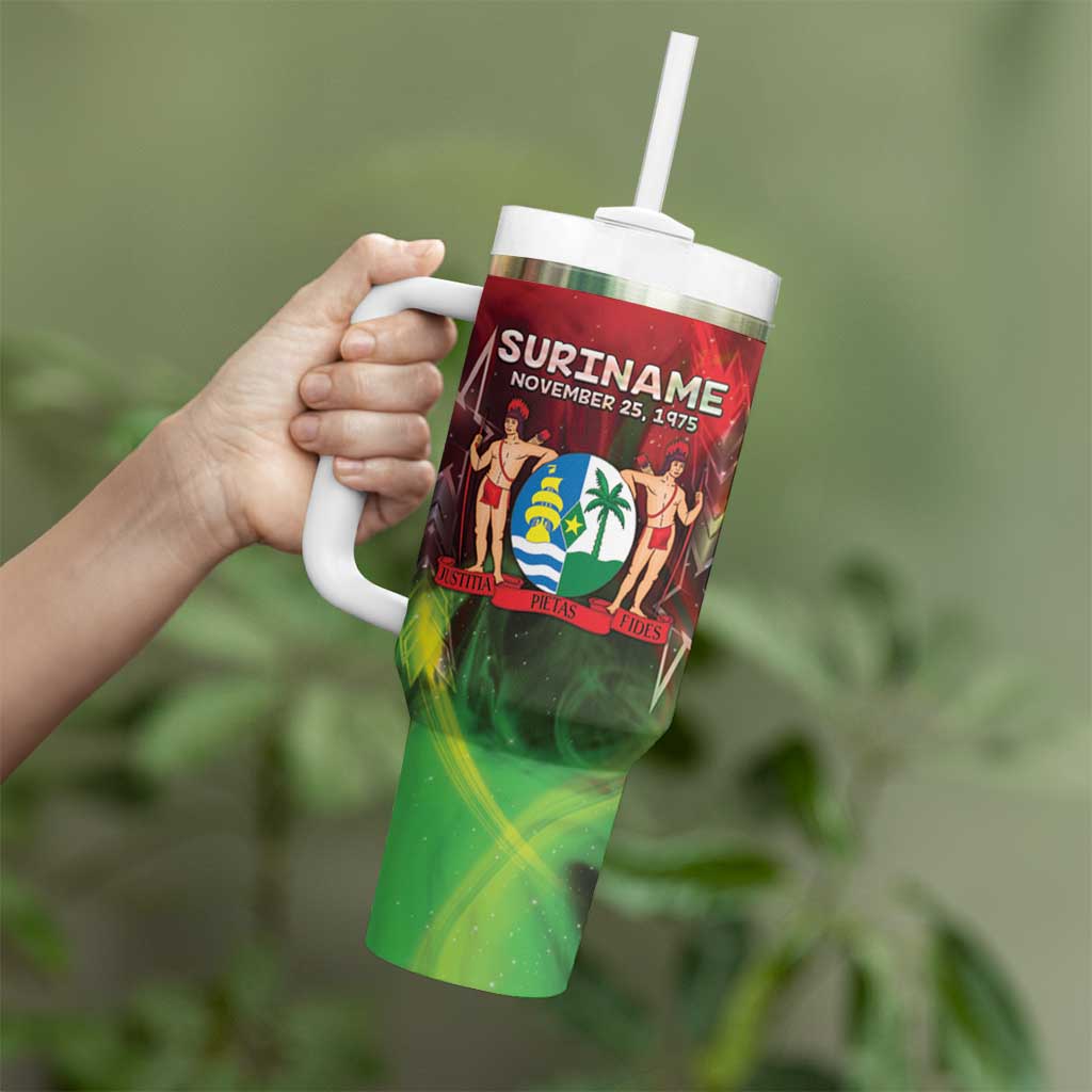 Suriname Independence Day Tumbler With Handle Wan Switi Srefidensi Dey - Wonder Print Shop
