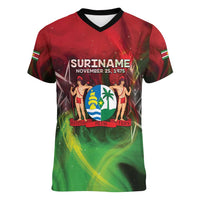 Suriname Independence Day Women V-Neck T-Shirt Wan Switi Srefidensi Dey - Wonder Print Shop