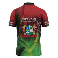 Suriname Independence Day Zipper Polo Shirt Wan Switi Srefidensi Dey - Wonder Print Shop