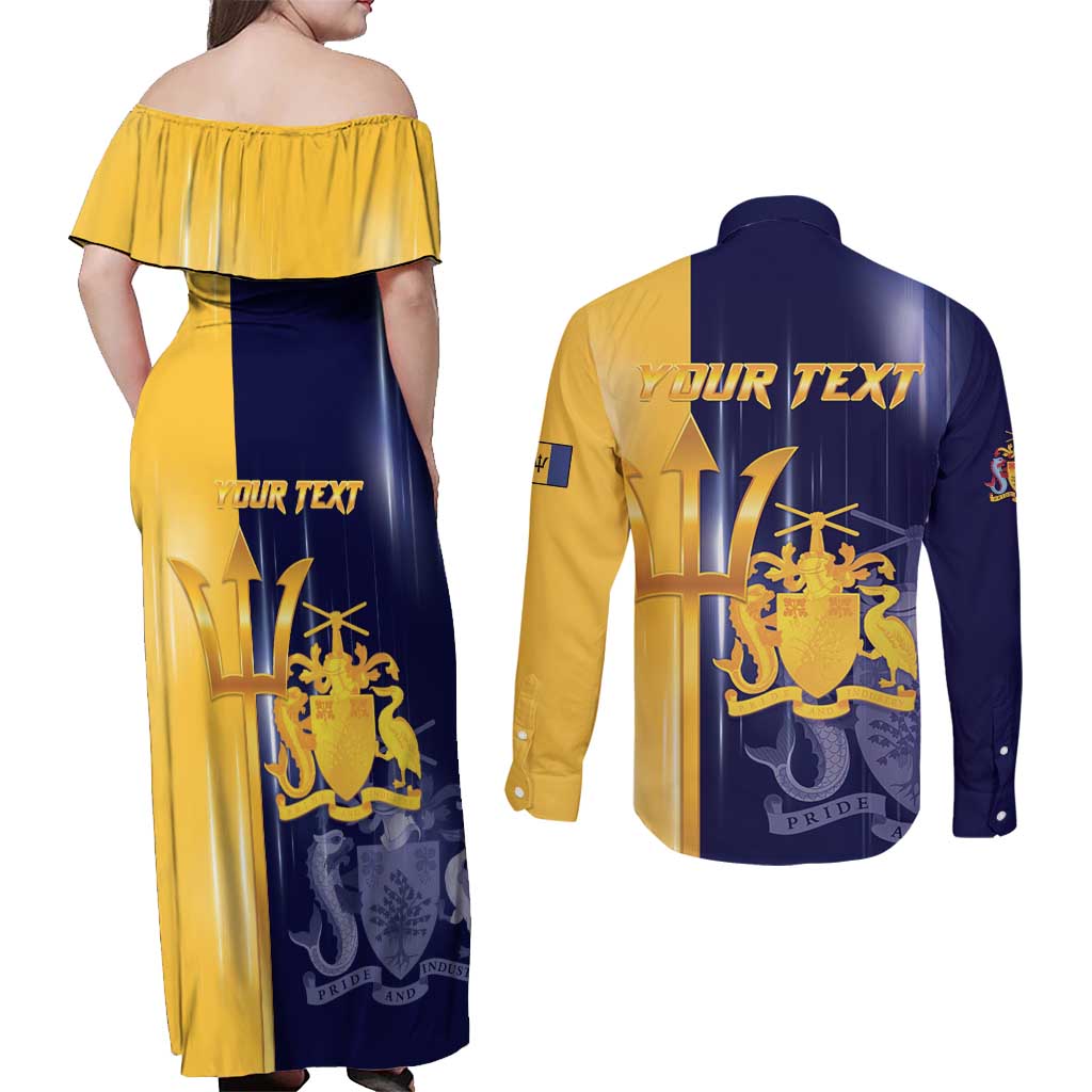 Barbados Independence Day Couples Matching Off Shoulder Maxi Dress and Long Sleeve Button Shirt Proud To Be Barbadian - Wonder Print Shop