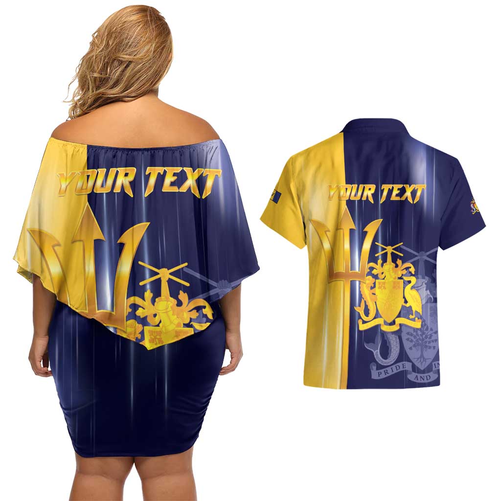Barbados Independence Day Couples Matching Off Shoulder Short Dress and Hawaiian Shirt Proud To Be Barbadian - Wonder Print Shop