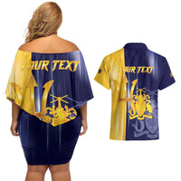 Barbados Independence Day Couples Matching Off Shoulder Short Dress and Hawaiian Shirt Proud To Be Barbadian - Wonder Print Shop
