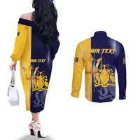 Barbados Independence Day Couples Matching Off The Shoulder Long Sleeve Dress and Long Sleeve Button Shirt Proud To Be Barbadian - Wonder Print Shop