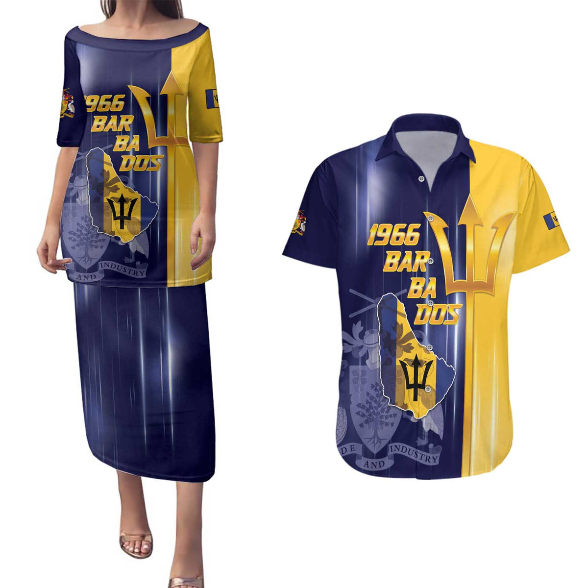 Barbados Independence Day Couples Matching Puletasi and Hawaiian Shirt Proud To Be Barbadian - Wonder Print Shop