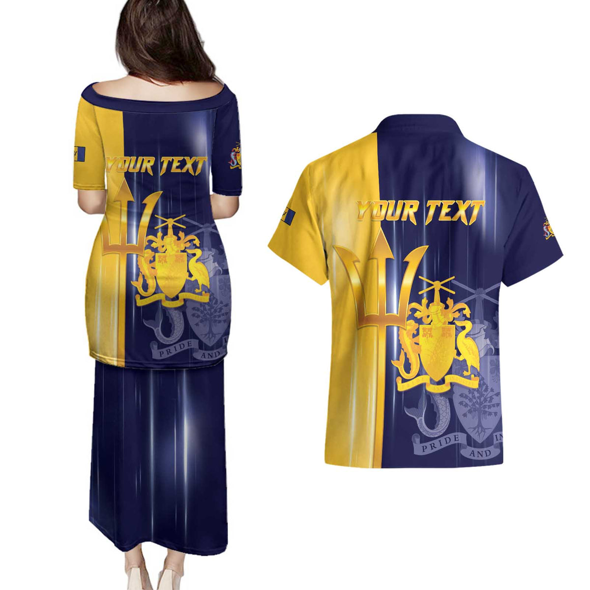 Barbados Independence Day Couples Matching Puletasi and Hawaiian Shirt Proud To Be Barbadian - Wonder Print Shop