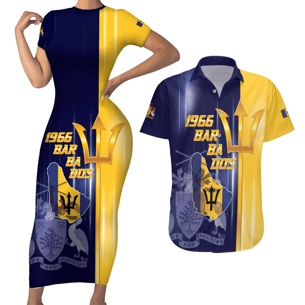 Barbados Independence Day Couples Matching Short Sleeve Bodycon Dress and Hawaiian Shirt Proud To Be Barbadian - Wonder Print Shop