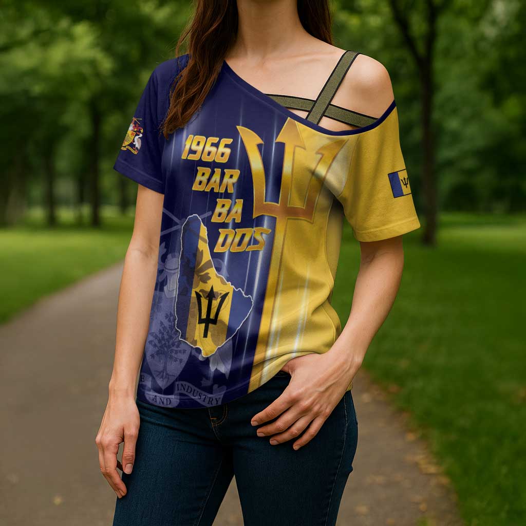 Barbados Independence Day Cross Shoulder Shirt Proud To Be Barbadian - Wonder Print Shop