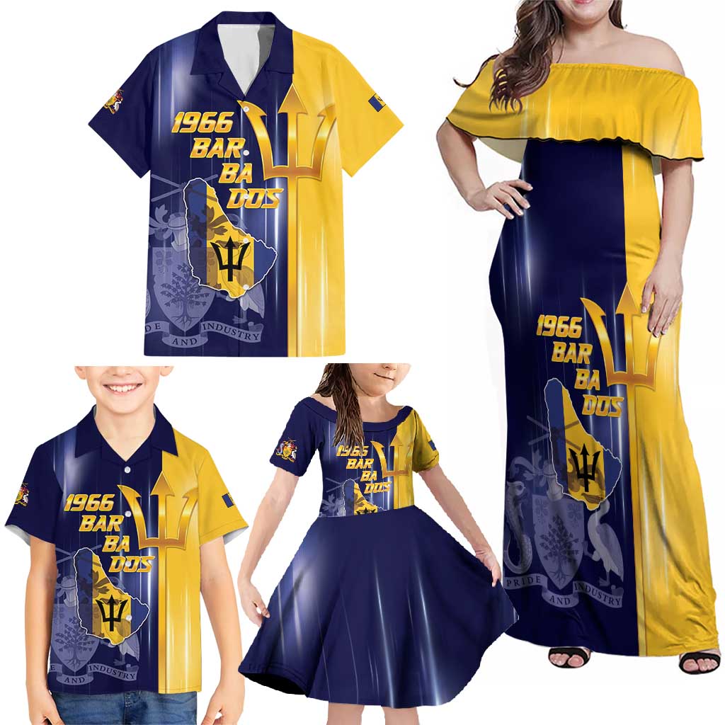 Barbados Independence Day Family Matching Off Shoulder Maxi Dress and Hawaiian Shirt Proud To Be Barbadian - Wonder Print Shop