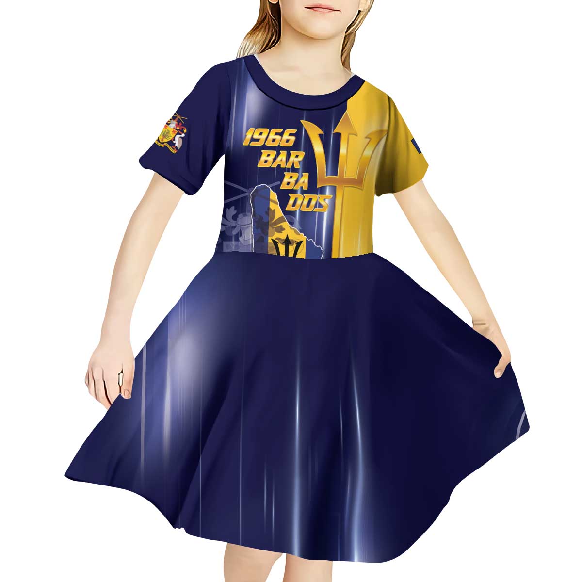 Barbados Independence Day Kid Short Sleeve Dress Proud To Be Barbadian - Wonder Print Shop