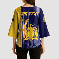 Barbados Independence Day Kimono Sleeve Blouse Proud To Be Barbadian - Wonder Print Shop