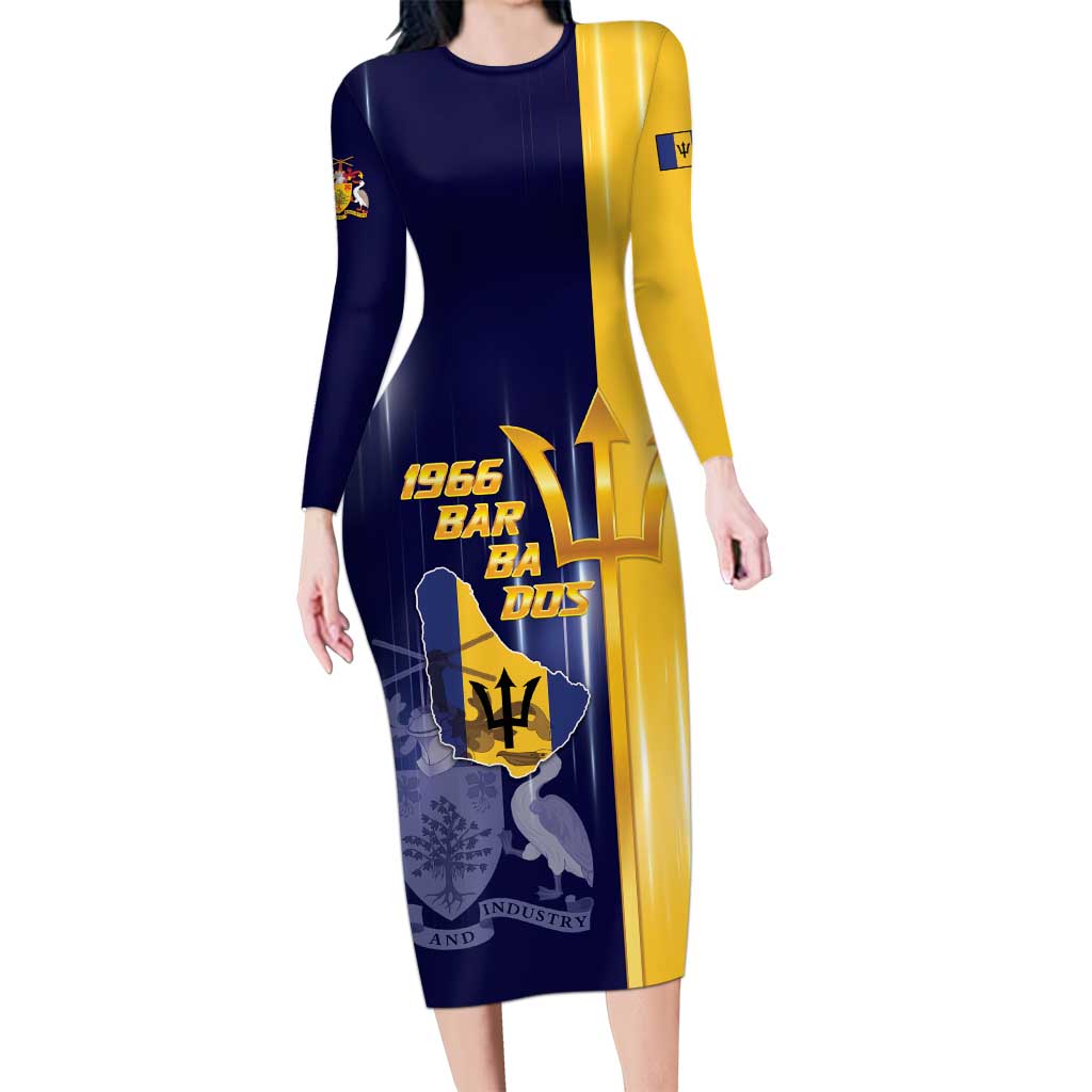 Barbados Independence Day Long Sleeve Bodycon Dress Proud To Be Barbadian - Wonder Print Shop