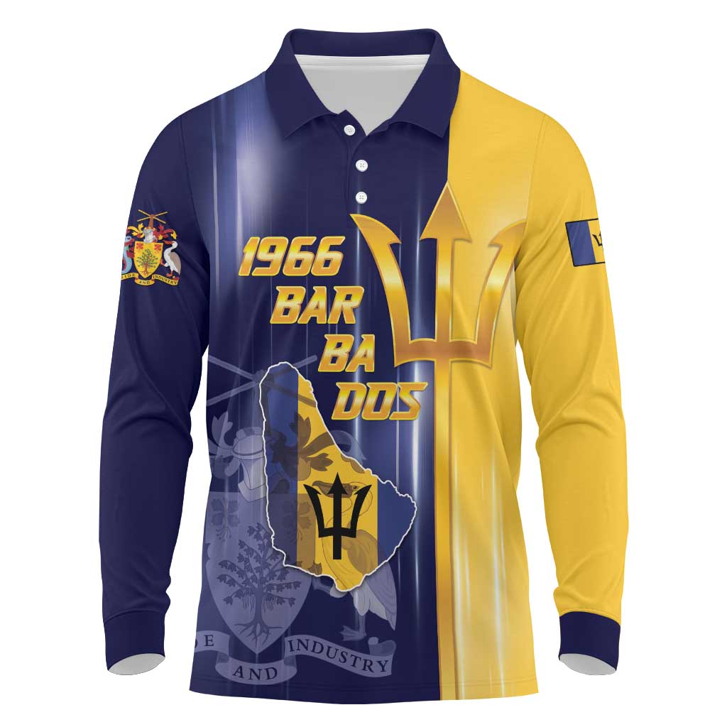 Barbados Independence Day Long Sleeve Polo Shirt Proud To Be Barbadian - Wonder Print Shop