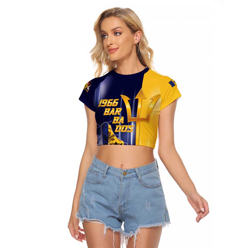Barbados Independence Day Raglan Cropped T Shirt Proud To Be Barbadian - Wonder Print Shop