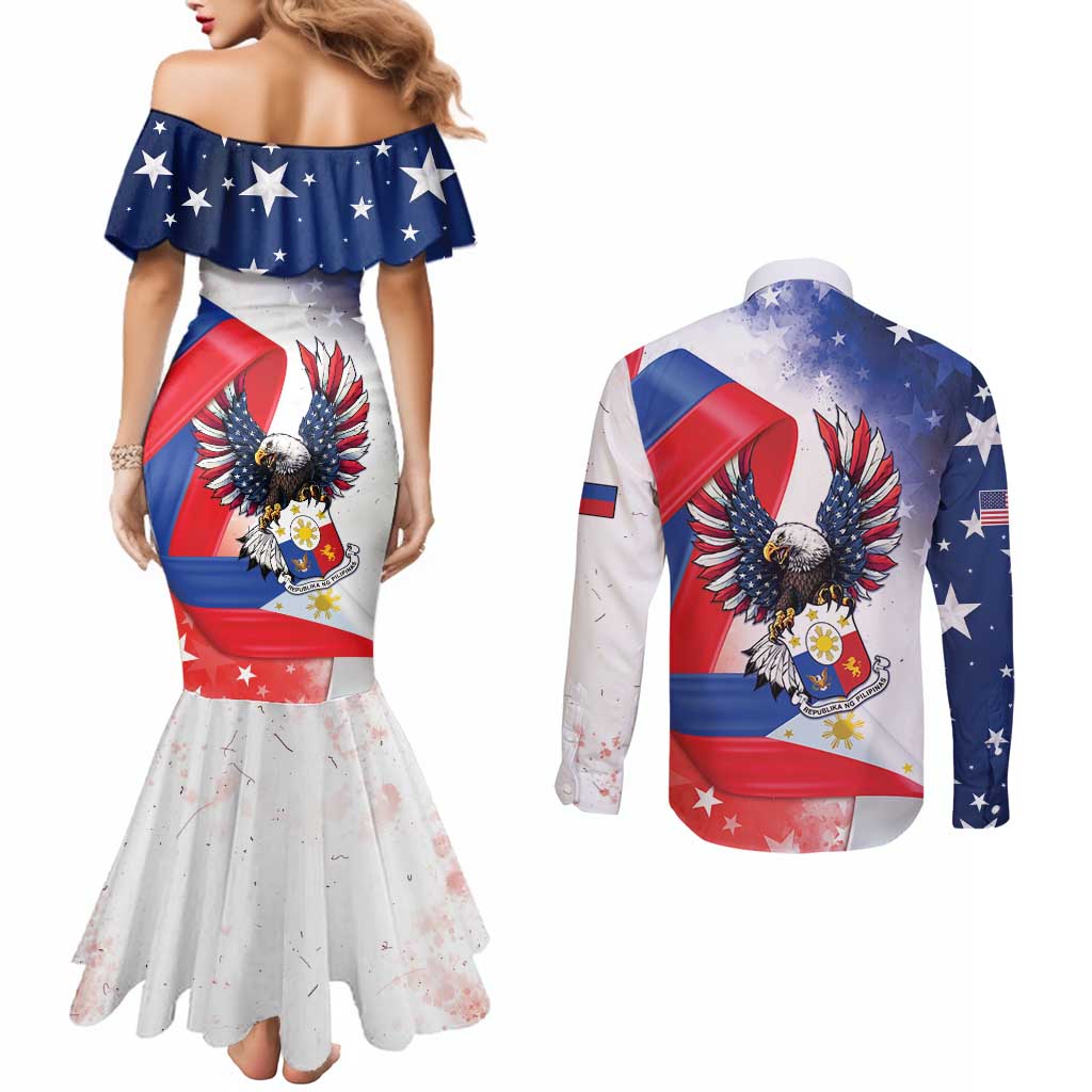 Filipino American History Month Couples Matching Mermaid Dress and Long Sleeve Button Shirt Philippines Proud Of My Roots - Wonder Print Shop