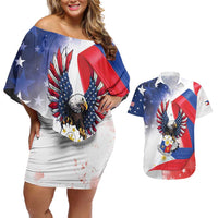 Filipino American History Month Couples Matching Off Shoulder Short Dress and Hawaiian Shirt Philippines Proud Of My Roots - Wonder Print Shop