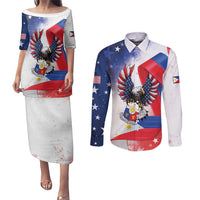 Filipino American History Month Couples Matching Puletasi and Long Sleeve Button Shirt Philippines Proud Of My Roots - Wonder Print Shop