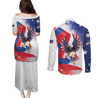 Filipino American History Month Couples Matching Puletasi and Long Sleeve Button Shirt Philippines Proud Of My Roots - Wonder Print Shop