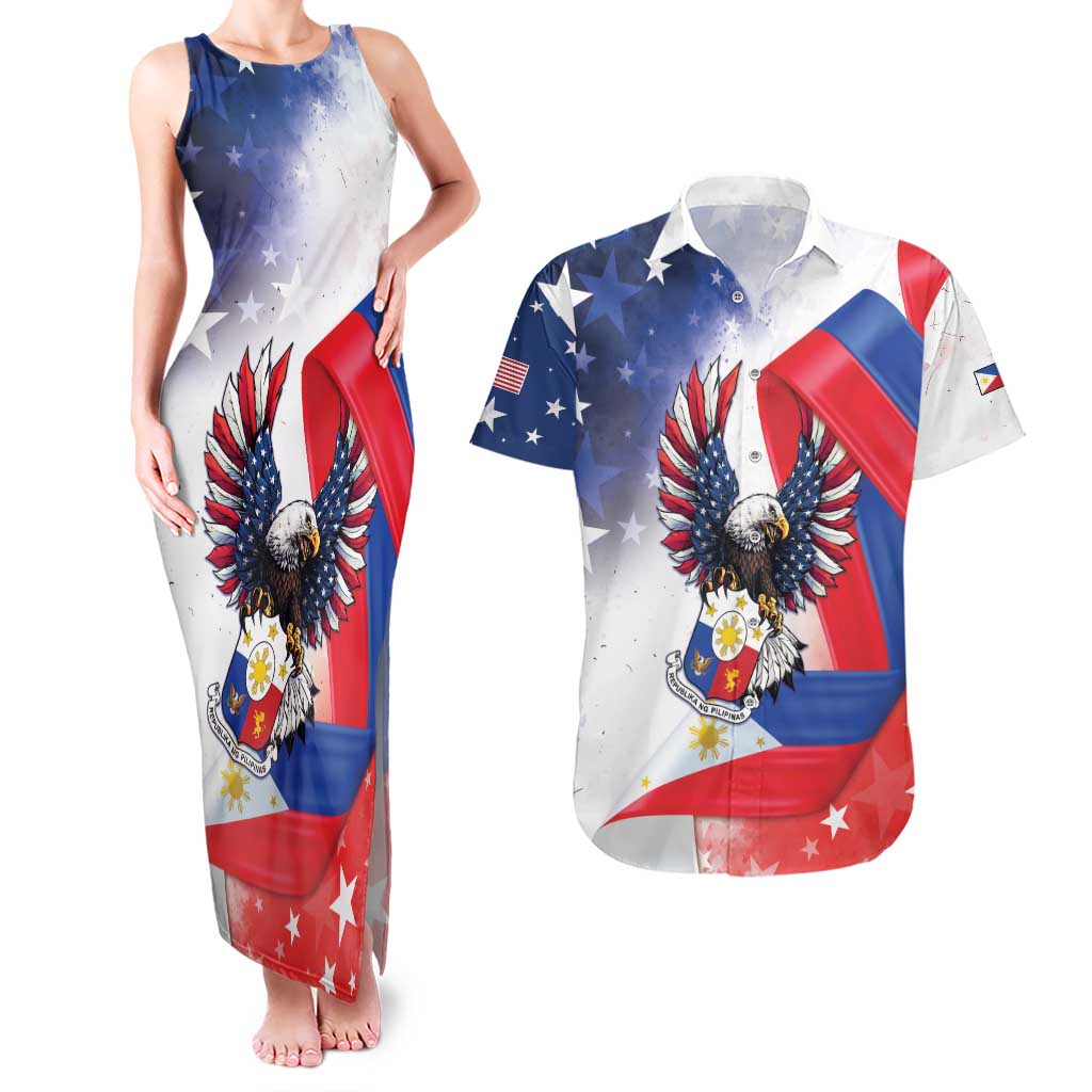 Filipino American History Month Couples Matching Tank Maxi Dress and Hawaiian Shirt Philippines Proud Of My Roots - Wonder Print Shop