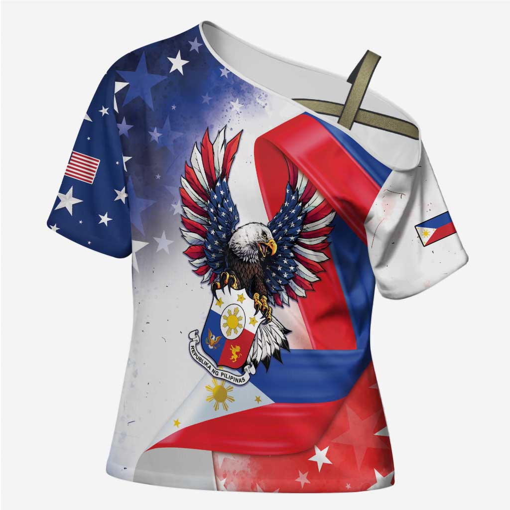 Filipino American History Month Cross Shoulder Shirt Philippines Proud Of My Roots - Wonder Print Shop