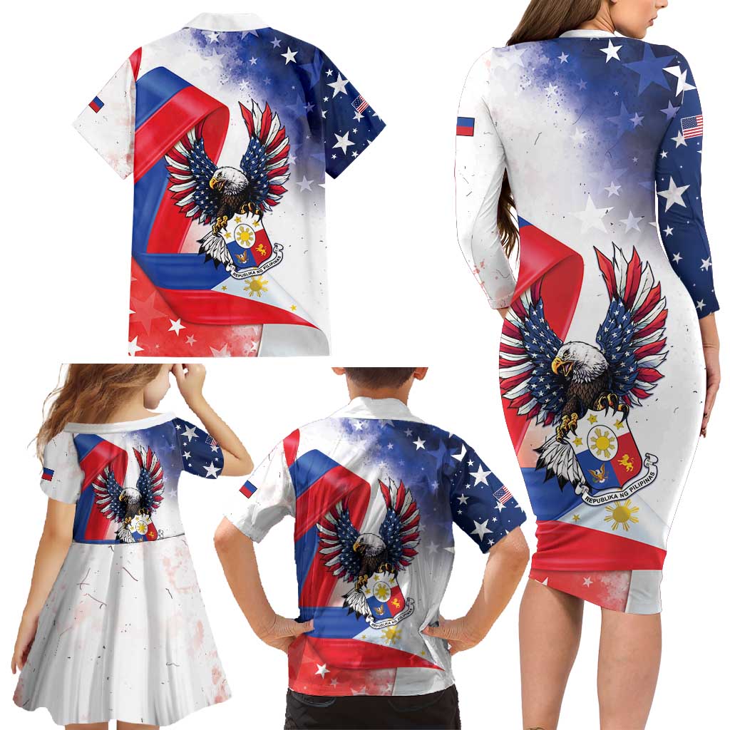 Filipino American History Month Family Matching Long Sleeve Bodycon Dress and Hawaiian Shirt Philippines Proud Of My Roots - Wonder Print Shop