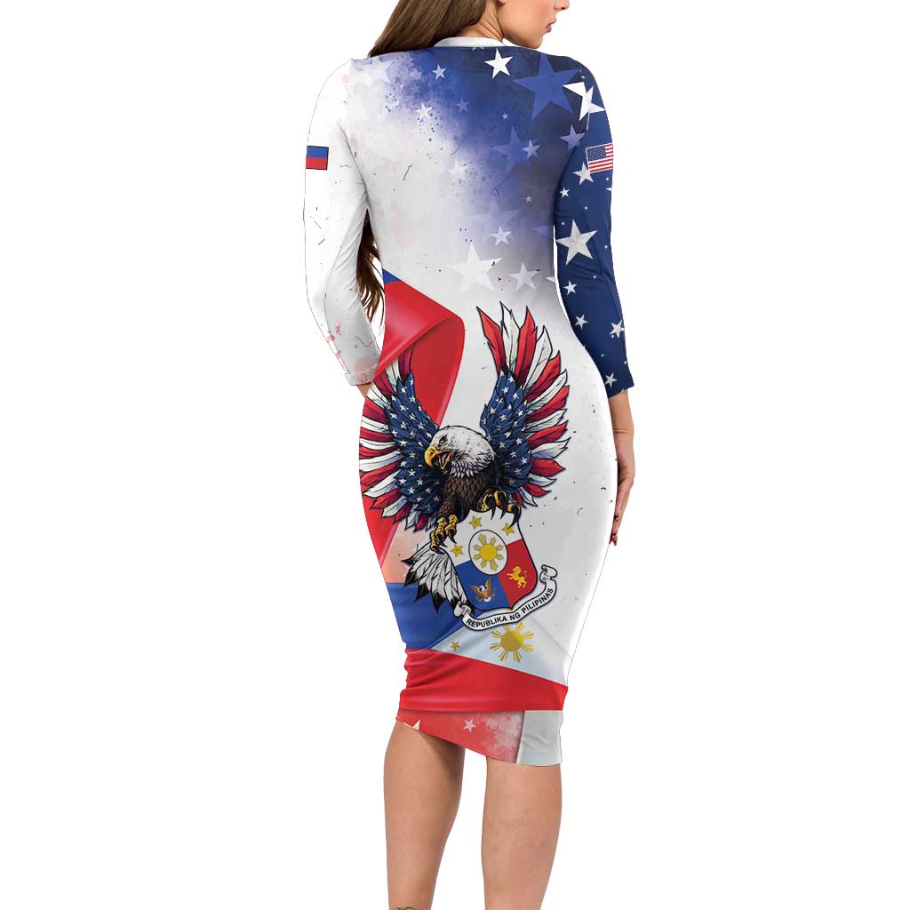 Filipino American History Month Family Matching Long Sleeve Bodycon Dress and Hawaiian Shirt Philippines Proud Of My Roots - Wonder Print Shop