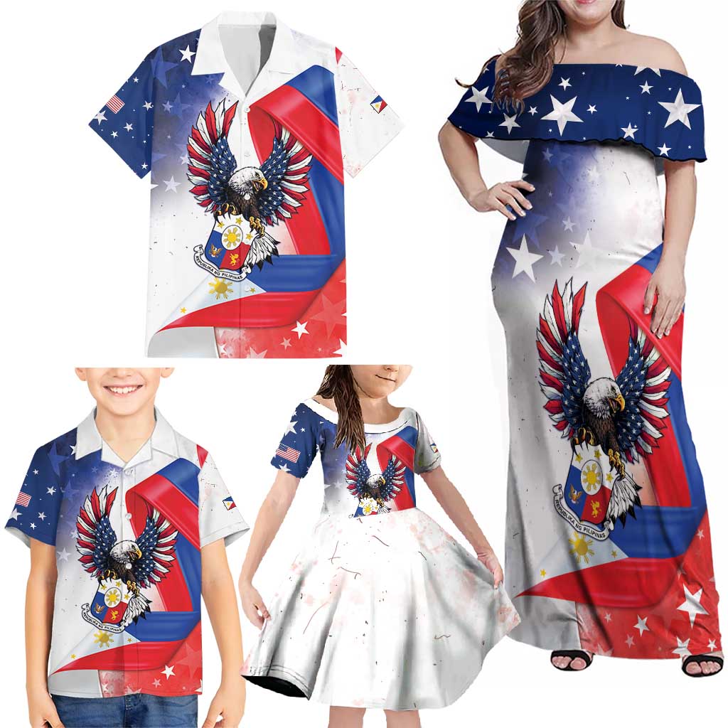 Filipino American History Month Family Matching Off Shoulder Maxi Dress and Hawaiian Shirt Philippines Proud Of My Roots - Wonder Print Shop