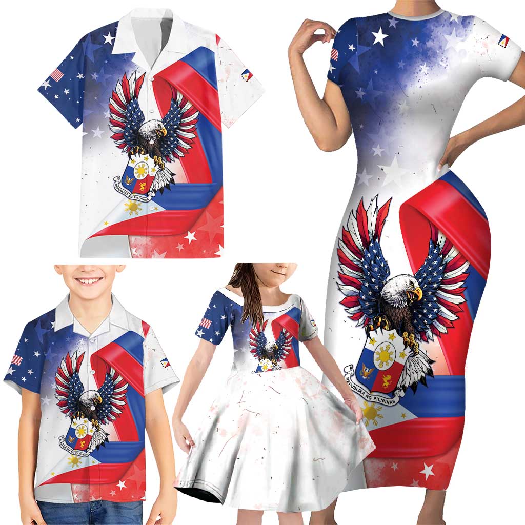 Filipino American History Month Family Matching Short Sleeve Bodycon Dress and Hawaiian Shirt Philippines Proud Of My Roots - Wonder Print Shop