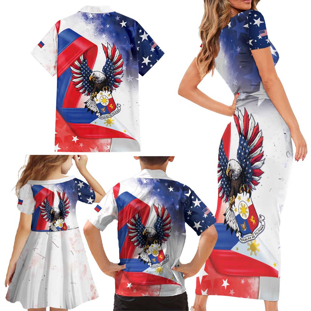 Filipino American History Month Family Matching Short Sleeve Bodycon Dress and Hawaiian Shirt Philippines Proud Of My Roots - Wonder Print Shop