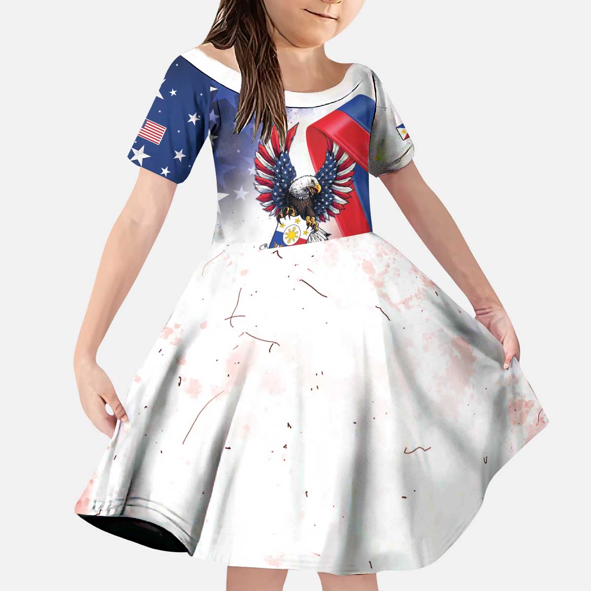 Filipino American History Month Kid Short Sleeve Dress Philippines Proud Of My Roots - Wonder Print Shop