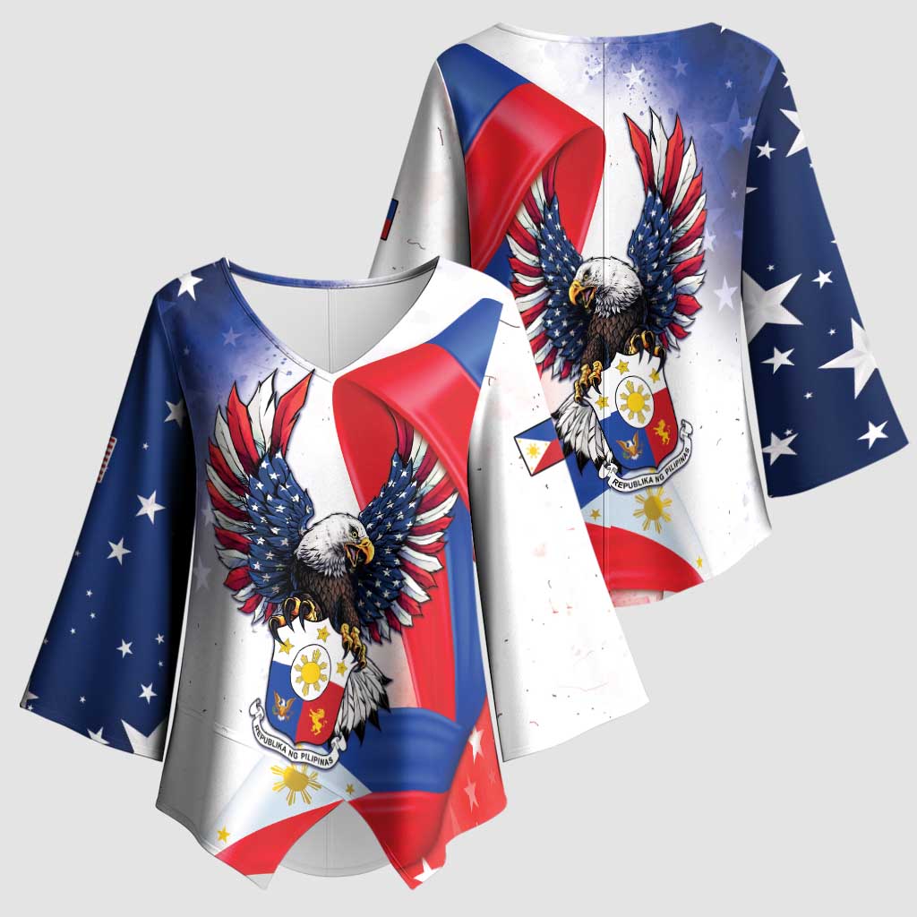 Filipino American History Month Kimono Sleeve Blouse Philippines Proud Of My Roots - Wonder Print Shop