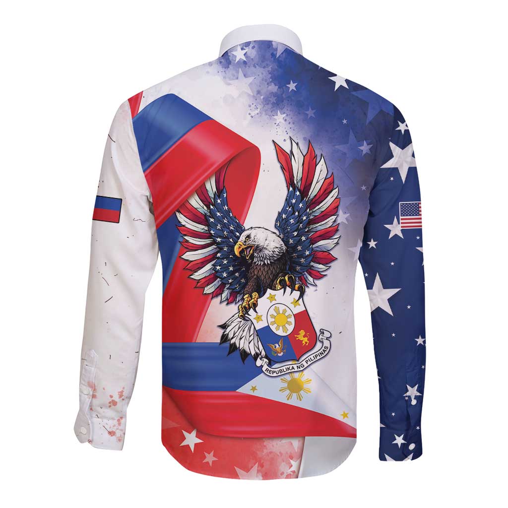 Filipino American History Month Long Sleeve Button Shirt Philippines Proud Of My Roots - Wonder Print Shop
