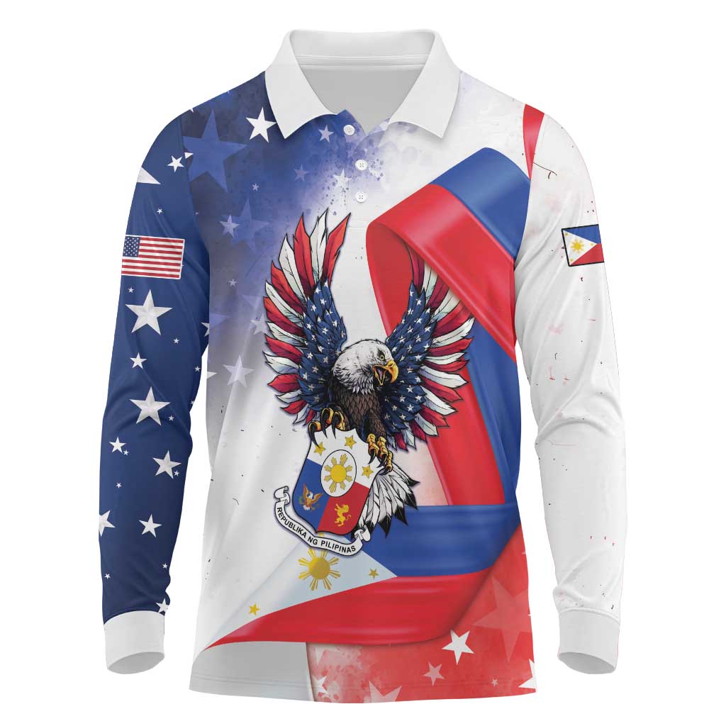 Filipino American History Month Long Sleeve Polo Shirt Philippines Proud Of My Roots - Wonder Print Shop