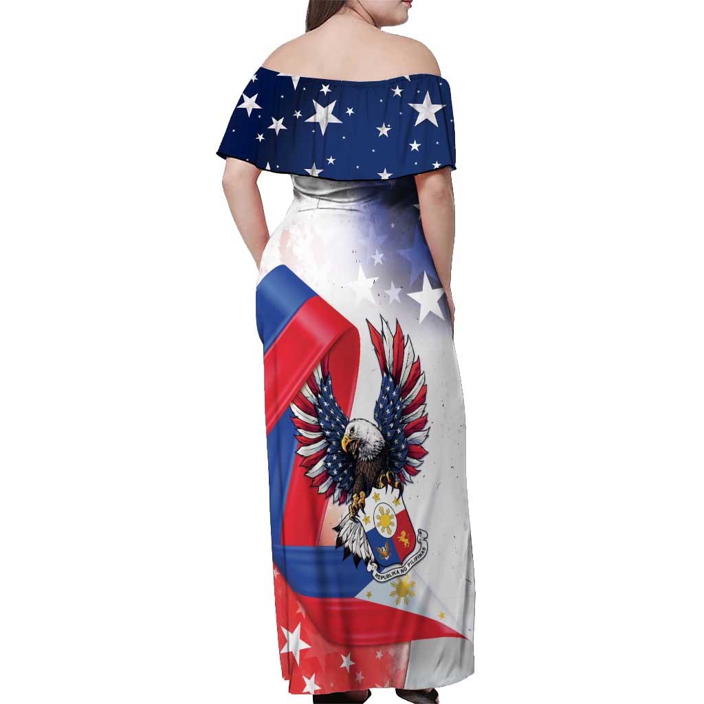 Filipino American History Month Off Shoulder Maxi Dress Philippines Proud Of My Roots - Wonder Print Shop