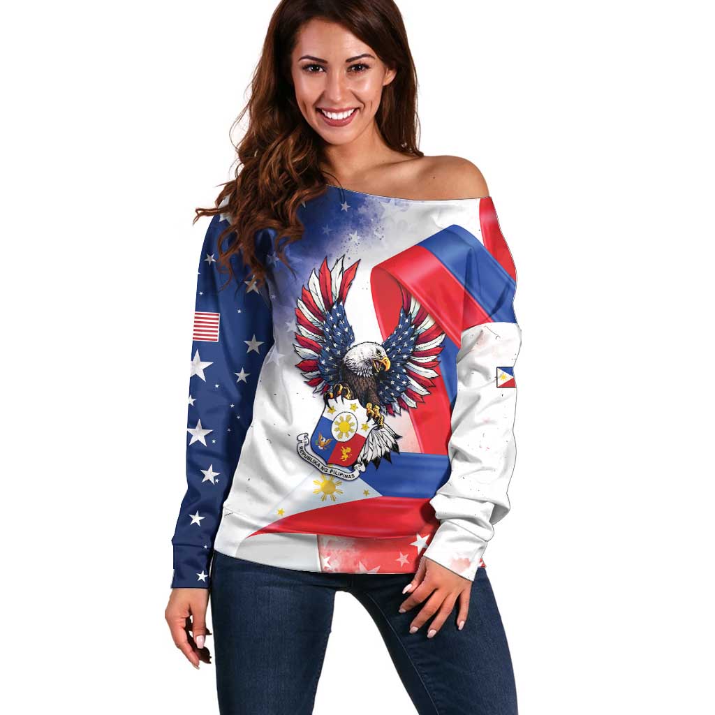 Filipino American History Month Off Shoulder Sweater Philippines Proud Of My Roots - Wonder Print Shop