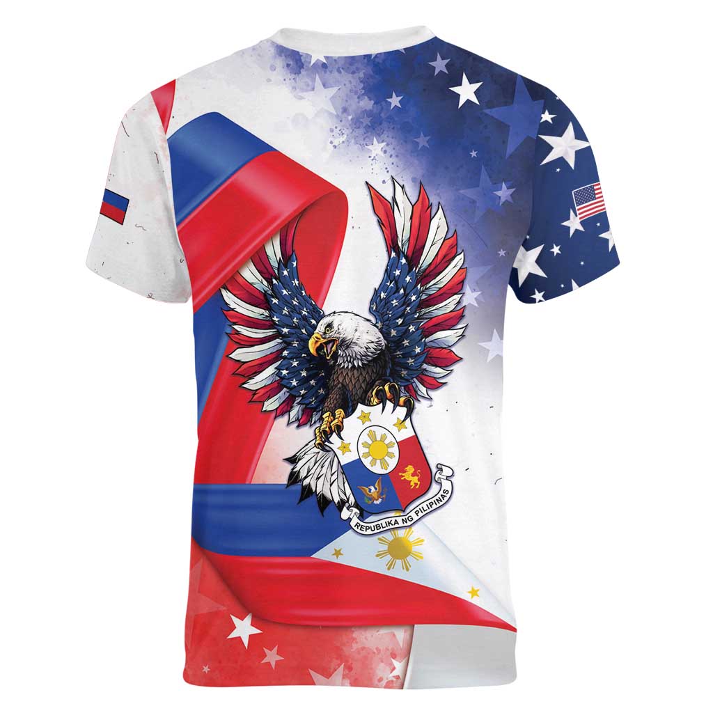 Filipino American History Month Women V-Neck T-Shirt Philippines Proud Of My Roots - Wonder Print Shop