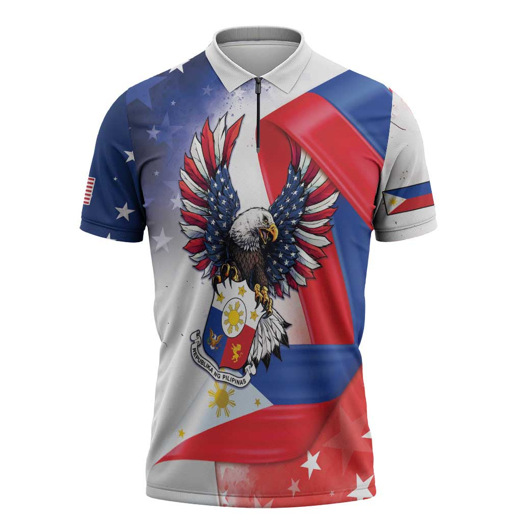 Filipino American History Month Zipper Polo Shirt Philippines Proud Of My Roots - Wonder Print Shop